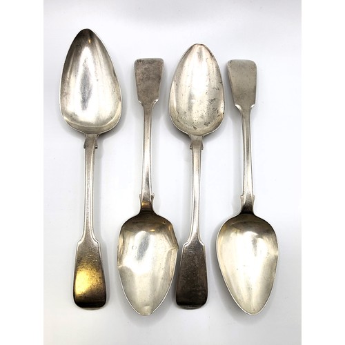 336 - Four matching William IV serving/soup spoons (two damaged bowls) William Bateman II, London 1833. 24... 