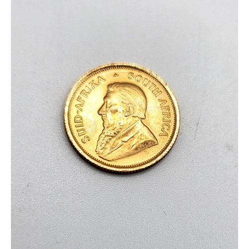346 - A 22ct yellow gold (916) 1/10th Krugerrand, 1981. 3.11gms. Approx 1.5mm diameter Obverse features th... 