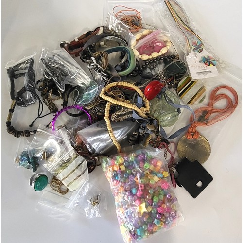 366 - Costume jewellery including a large selection of beads, necklaces, bracelets, fashions watches, etc.