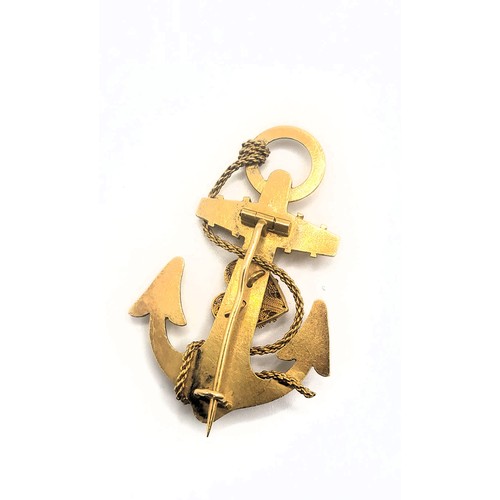 373 - An 18ct and 20ct yellow gold Hope and Anchor brooch 10.0gms 4.7cm