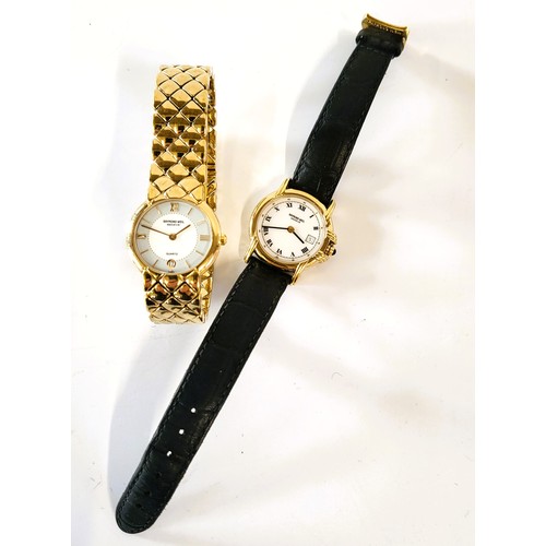 404 - Two ladies Raymond Weil watches. A dress watch reference 9931, features a 18ct gold plated case and ... 