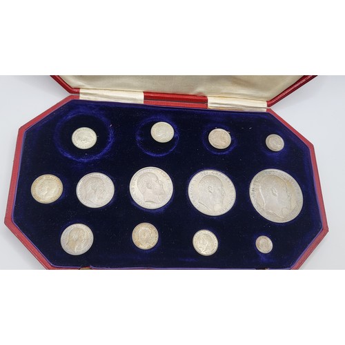 An incomplete 1902 boxed set of specimen coins. Nine original coins and ...