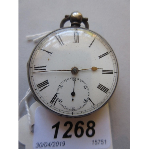 1268 - London silver open faced pocket watch having fusee movement