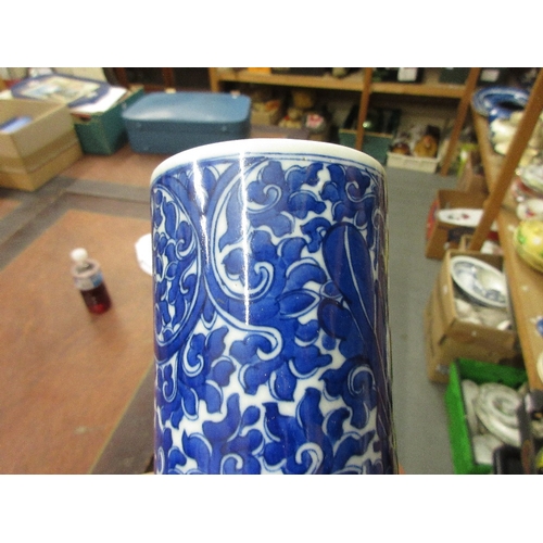 586 - Large Chinese porcelain bottle vase, all-over floral decorated in blue and white