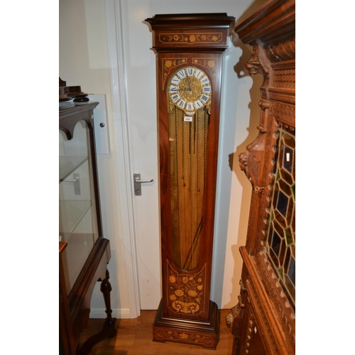 1698 - 20th Century Italian marquetry inlaid grandmother clock, the gilt brass dial with Roman cartouche nu... 