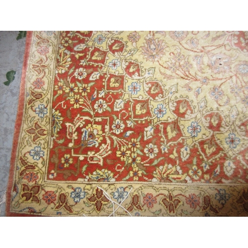 17 - Small Turkish silk rug of Qum design, approximately 36ins x 22ins