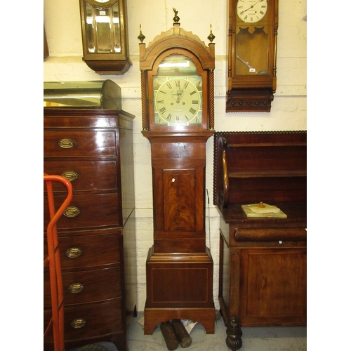 1701 - Early 19th Century mahogany longcase clock, the broken arch hood with flanking spiral pilasters, sha... 