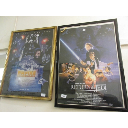 201 - Two small Star Wars prints, ' The Empire Strikes Back ' and ' The Return of the Jedi ', framed