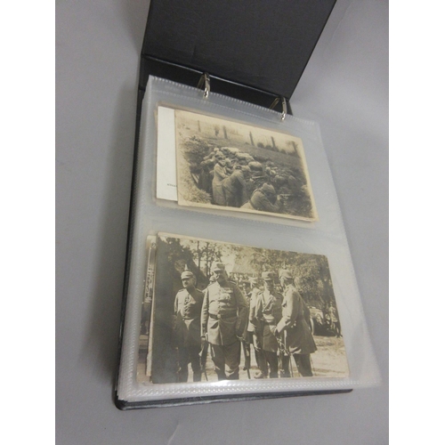 210 - Postcard album containing over one hundred and thirty very interesting World War I cards, includes G... 