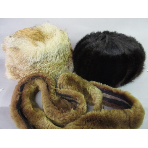 25 - Four various fur and simulated fur ladies jackets and coats, together with a quantity of fur hats