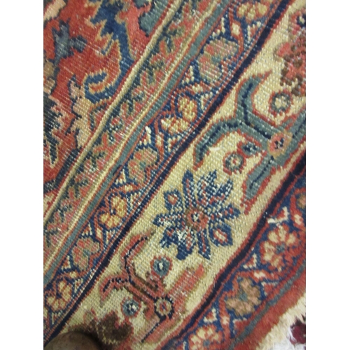 8 - Mahal carpet with a medallion and all-over stylised floral design on a red ground with borders (slig... 