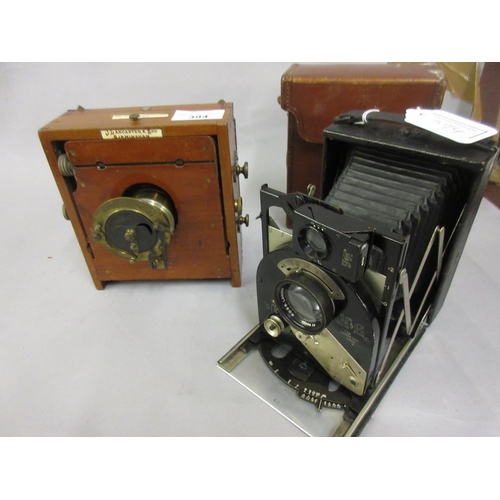 394 - Lancaster mahogany and gilt brass instantograph, together with a Newman & Guardia plate camera