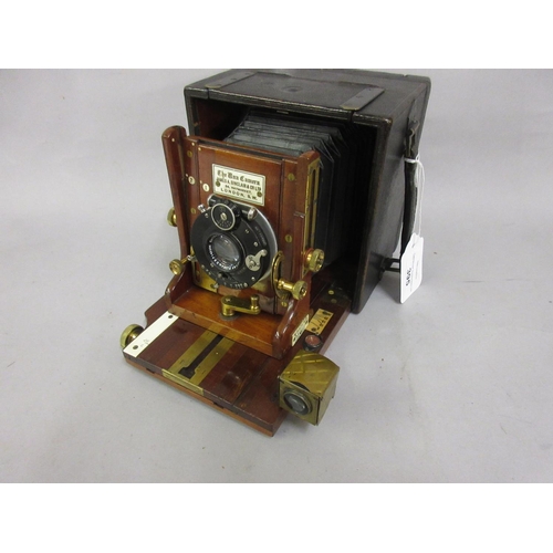 395 - Leather covered mahogany and gilt brass Una camera