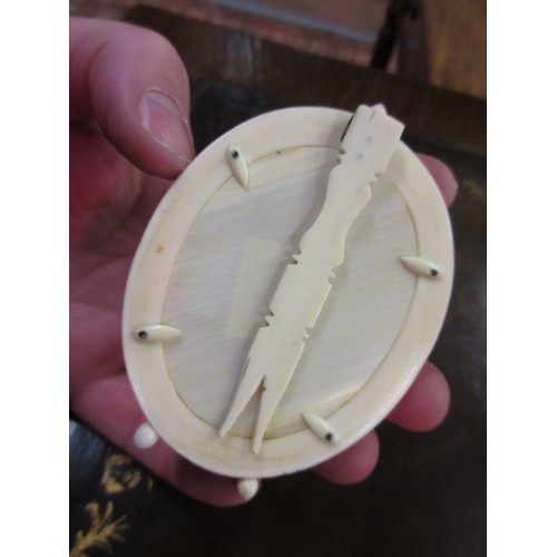 173 - Small 19th Century carved ivory photograph frame together with a quantity of other small 19th Centur... 