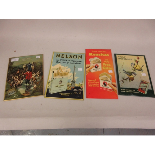 153 - Group of four small mid 20th Century cigarette and tobacco advertising signs