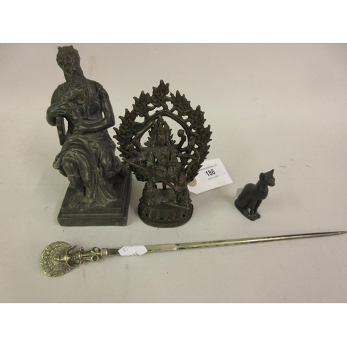 186 - Small 19th Century Indian dark patinated bronze figure of Ganesh, together with other various simila... 