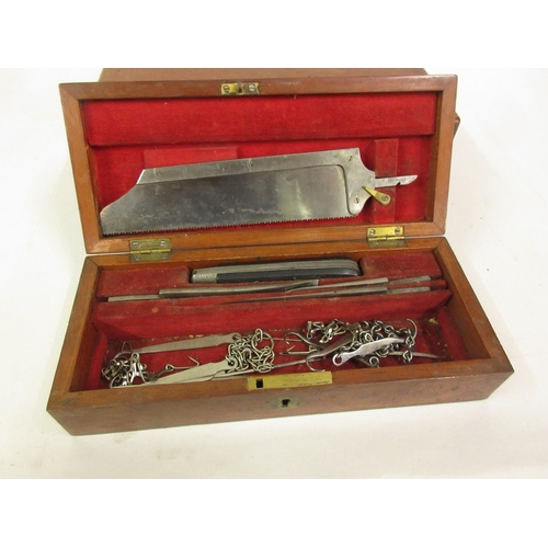 195 - 19th Century mahogany cased surgeons ' sawbone ' set (incomplete), together with another similar emp... 