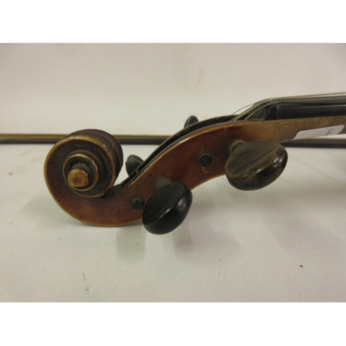 208 - Violin, the two piece 14in back stamped Stainer, with a similar paper label to the interior together... 