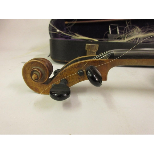 214 - Late 19th or early 20th Century violin with a two piece 14in back, labelled to the interior ' Antoni... 