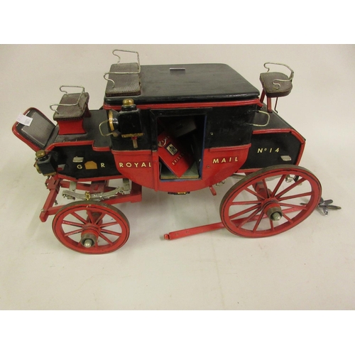 240 - 20th Century wooden scratch built model of Royal Mail London to Bristol horse drawn coach