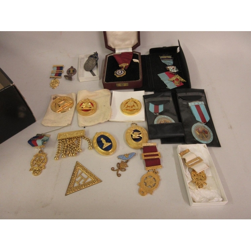 245 - Quantity of various Masonic medals and regalia including silver gilt and enamel Post Horn Lodge Foun... 