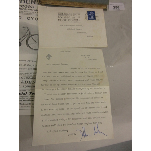 256 - Typed letter to Stephen Tennant, signed Daphne du Maurier, dated May 24th, '73, together with a Firs... 