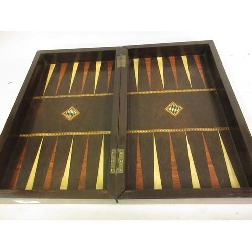 268 - Rosewood bone and ebony inlaid folding chessboard