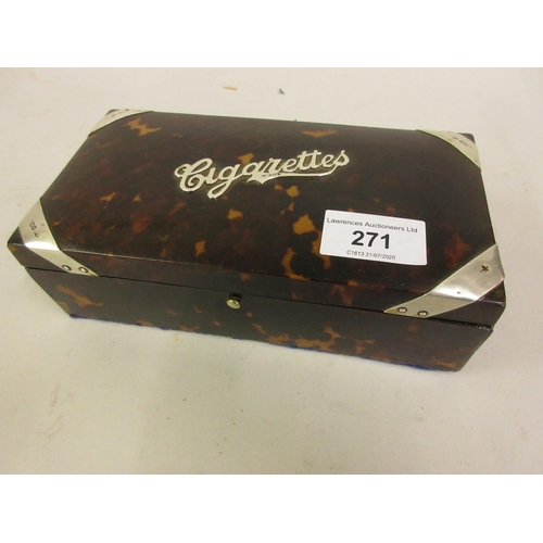 271 - Simulated tortoiseshell silver mounted cigarette box