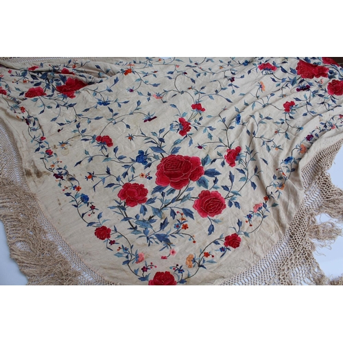 34 - Chinese silk embroidered skirt together with a Chinese silk embroidered shawl and miscellaneous item... 