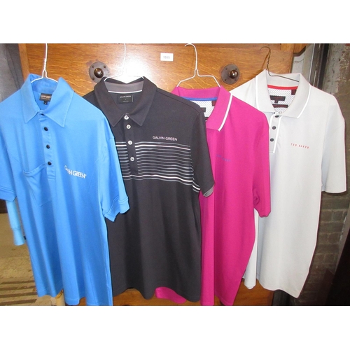 36 - Four gents golf polo T-shirts - two Galvin Green and two Ted Baker, various colours, L / XL