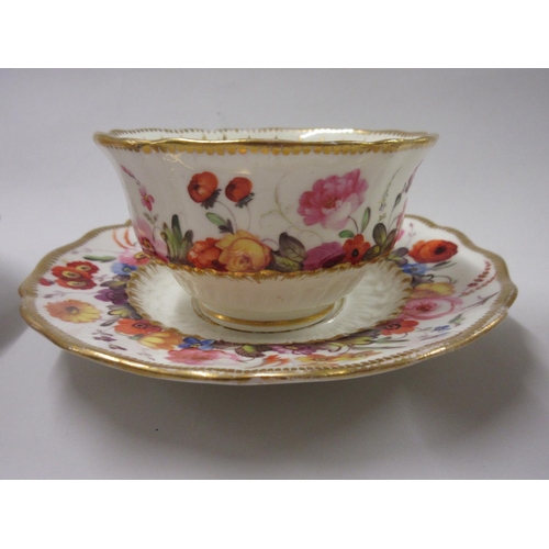 482 - Early 19th Century Copeland and Garrett trio decorated with a floral design in iron red and gilt, to... 