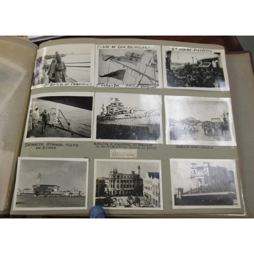 181 - Album of World War II photographs relating to H.M.S. Frobisher and H.M.S. Sussex, including Japanese... 