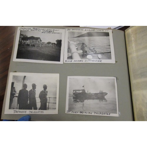 181 - Album of World War II photographs relating to H.M.S. Frobisher and H.M.S. Sussex, including Japanese... 