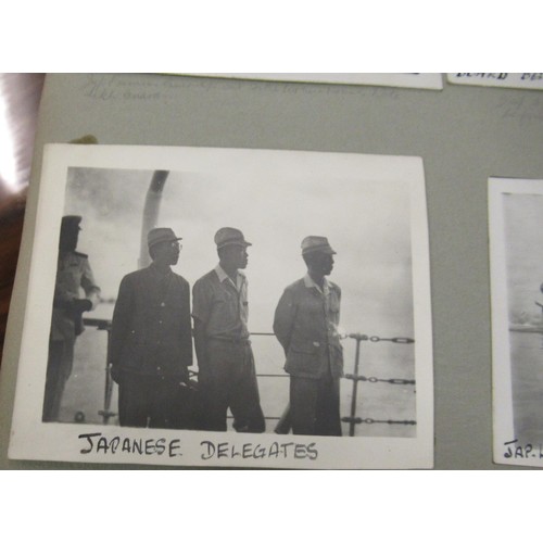 181 - Album of World War II photographs relating to H.M.S. Frobisher and H.M.S. Sussex, including Japanese... 