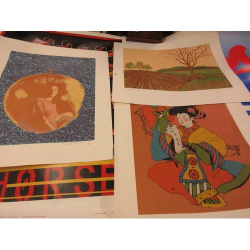 263 - Two unframed posters, ' Crazy Horse, Paris ', copyright Artco 1990, together with three unframed Lim... 