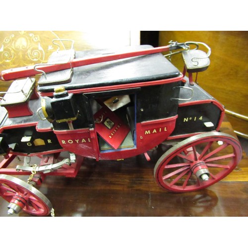 240 - 20th Century wooden scratch built model of Royal Mail London to Bristol horse drawn coach