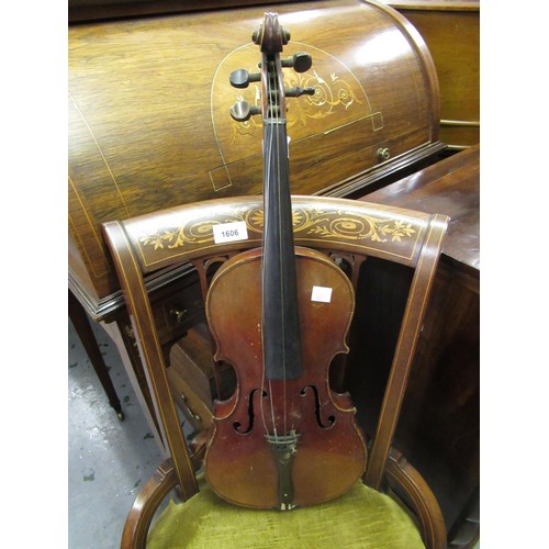 208 - Violin, the two piece 14in back stamped Stainer, with a similar paper label to the interior together... 