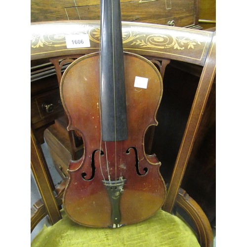 208 - Violin, the two piece 14in back stamped Stainer, with a similar paper label to the interior together... 