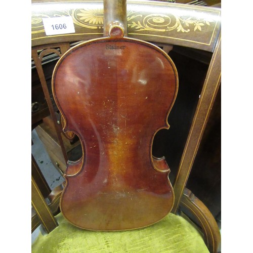 208 - Violin, the two piece 14in back stamped Stainer, with a similar paper label to the interior together... 