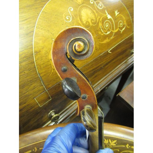 208 - Violin, the two piece 14in back stamped Stainer, with a similar paper label to the interior together... 