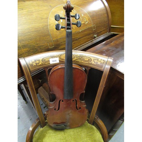 239 - Late 19th Century French Mirecourt School violin with 14.25in back (for restoration) together with a... 