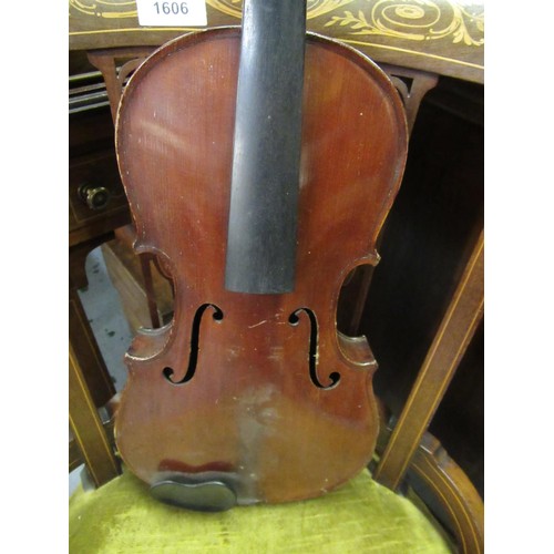 239 - Late 19th Century French Mirecourt School violin with 14.25in back (for restoration) together with a... 