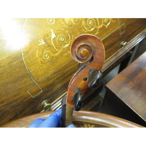 239 - Late 19th Century French Mirecourt School violin with 14.25in back (for restoration) together with a... 