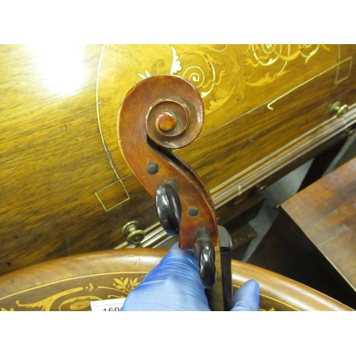 239 - Late 19th Century French Mirecourt School violin with 14.25in back (for restoration) together with a... 