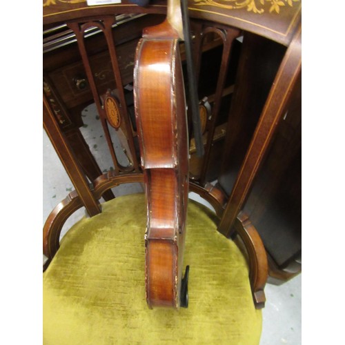 239 - Late 19th Century French Mirecourt School violin with 14.25in back (for restoration) together with a... 