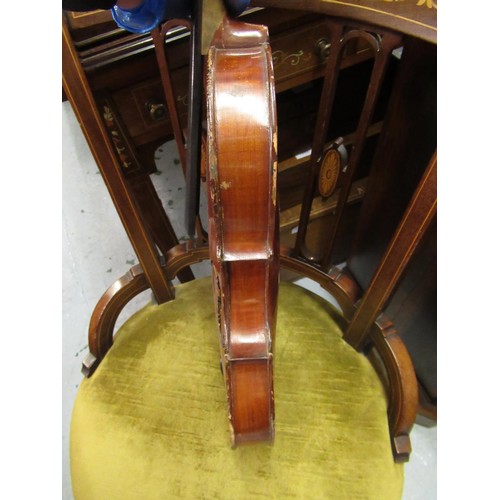 239 - Late 19th Century French Mirecourt School violin with 14.25in back (for restoration) together with a... 