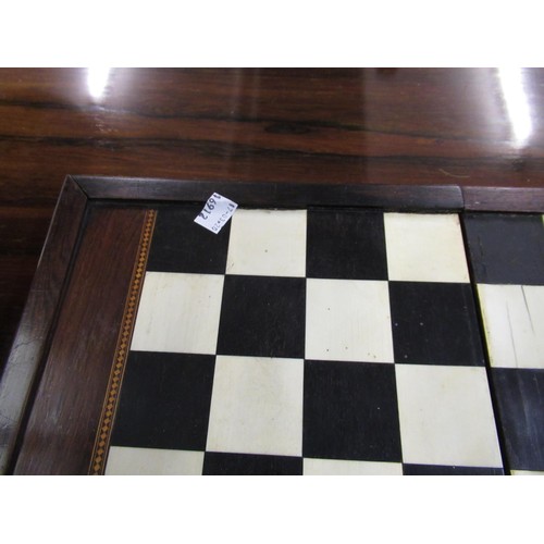 268 - Rosewood bone and ebony inlaid folding chessboard