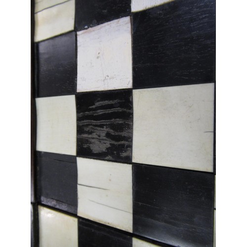 268 - Rosewood bone and ebony inlaid folding chessboard