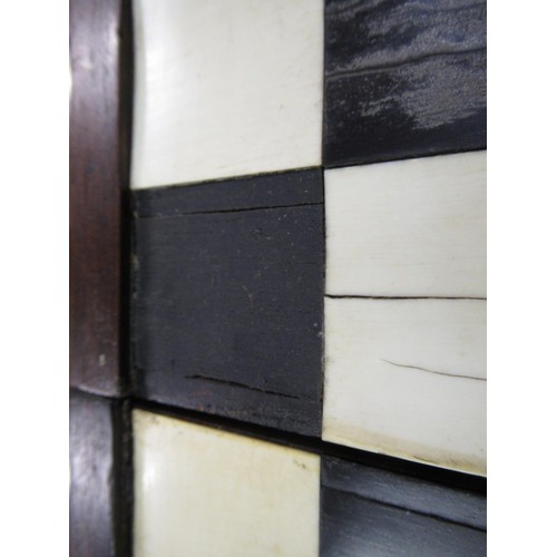 268 - Rosewood bone and ebony inlaid folding chessboard