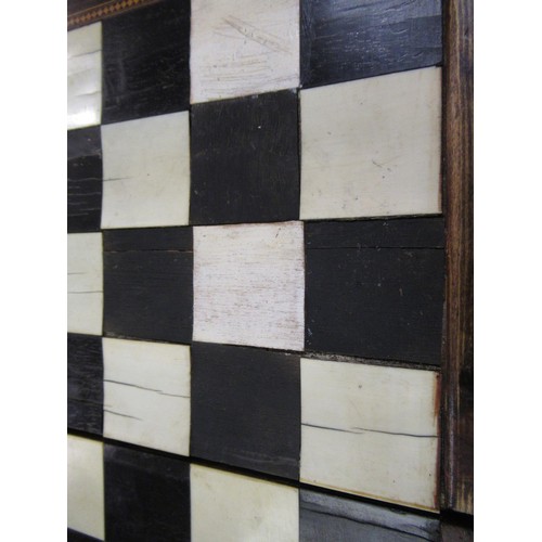 268 - Rosewood bone and ebony inlaid folding chessboard